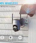 2 Pack Wireless Outdoor Security Cameras 2K 360 Degree PTZ Solar Powered With Spotlight And Siren Color Night Vision AI Motion Detection Two Way Talk 2.4G WiFi IP66 Weatherproof mounted with solar panel