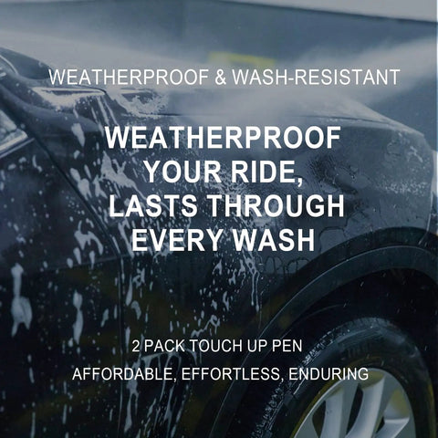 Car Scratch Repair Pen Quick And Easy No Fuss Touch Up Paint For Any Color Waterproof Finish With Long Lasting Protection Two Pack Value Set Built To Erase Scratches From Keys And Minor Abrasions In Minutes displayed with text weatherproof and wash-resistant