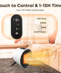 Powerful 1500W PTC Ceramic Space Heater with 2 heat settings in a cozy living room