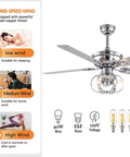 WEvalMC Ceiling Fan Chandelier 52 Inch with Wireless Operation, 5 Blades, 3-speed settings and stylish design.