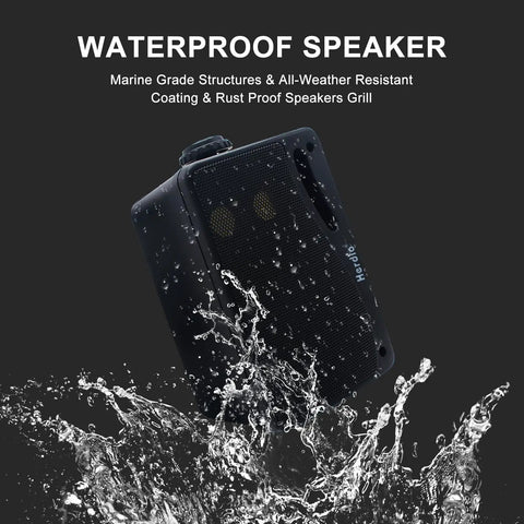 Outdoor Bluetooth Speakers 3.5 Inch, Beefed-Up Wired Waterproof 200W 3-Way Premium Wall Mount System in water splash