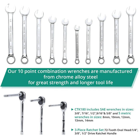 213 Piece Mechanic Tool Set With Socket Wrenches, SAE And Metric, Cr V Chrome Finish, Pro Grade Home And Auto Repair Kit
