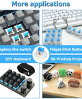 90 Pack Blue Keyboard Clicky Mechanical Switches for 3D Printer Projects and DIY Keyboards Includes 5 Keycaps Replacement Kit for Mechanical Keyboard Nerds and Fidget Clicker Builders, blue switches on keyboards and keychains