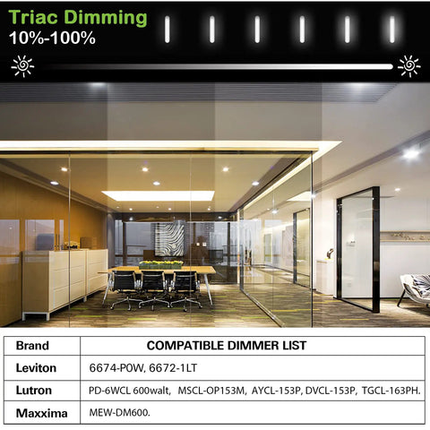 Office setting with glass walls, featuring 12 Pack 6 Inch LED Recessed Ceiling Lights With Junction Box 5CCT Selectable 2700K To 5000K.
