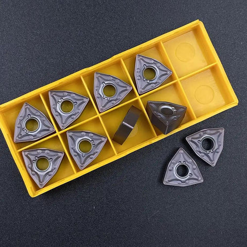 20Pcs Bronze Carbide Turning Inserts WNMG 432 080408 Pro-Grade for Lathe Cutting in yellow box, PVD-coated, high precision