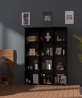 12 Cube Storage Organizer for Closet and Home, DIY Assembly with Wooden Hammer, Black Plastic Square Shelves in bedroom setup