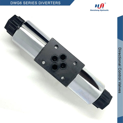 Beefy Size Six 3-Position 4-Way Hydraulic Valve With Electric Solenoid NG6, 4-Port, AC 110V, top view, sub-plate compatible
