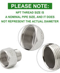 304 Stainless Steel Reducer Adapter Pipe Fitting 1 Inch NPT Male To 1-1/2 Inch NPT Female with thread size note