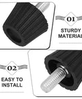 Close-up of Adjustable Screw-In Furniture Levelers With Anti-Slip Pads, Heavy-Duty Threaded Feet for Chairs and Tables, PP and Iron