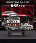 V8 Engine Model Kit With Transmission Build Your Own STEM 8 Cylinder Car Engine From 855 Plus Parts Realistic Engine Block Building Set For Adults Hands On Engineering Toys For Collectors And Hobbyists, 855+ pcs