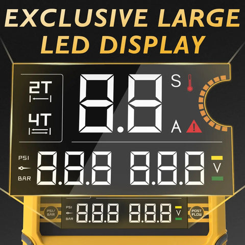 Digital display of 60 Amp Plasma Cutter With Non High Frequency Pilot Arc For Pro Grade Real Smooth Cuts Up To Three Quarters Inch DC Inverter