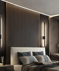 Modern Wall Sconces, Wall Lamp LED Metal Modern Reading Lamps Elegant Rectangle Indoor Wall Sconce Acrylic Wall Lighting Fixture 44W for Bedside Bedroom Living Room Hallway 3,Black Warm Light-100CM near bed with decorative wall.
