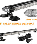 38.5 Inch 78 LED Emergency Strobe Light Bar Double Side Flashing with Magnetic Base for Construction Vehicles