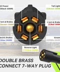 Rock Solid 7 Way Trailer Cord And 8 Foot Wiring Harness With 7 Gang Junction Box Kit showcasing double brass connect 7-way plug wiring.