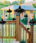 55 Inch Adjustable Outdoor Garden Torch Set with 3 Prong Grounded Stake for patio pathway and party lighting in backyard