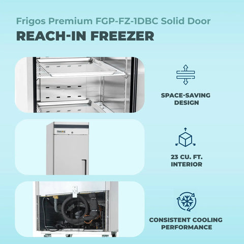 Top Shelf One Door Reach In Freezer Packing 23 Cubic Feet Of Roomy Cold Storage Built Tough For Hustling Commercial Kitchens Featuring Flexible Shelves And Solid Stainless Steel Finish, showcasing interior shelves.
