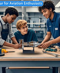 Students examining Turbofan Engine Model 28cm Replica For Science Education And Aviation Nerd Gift in a classroom setting
