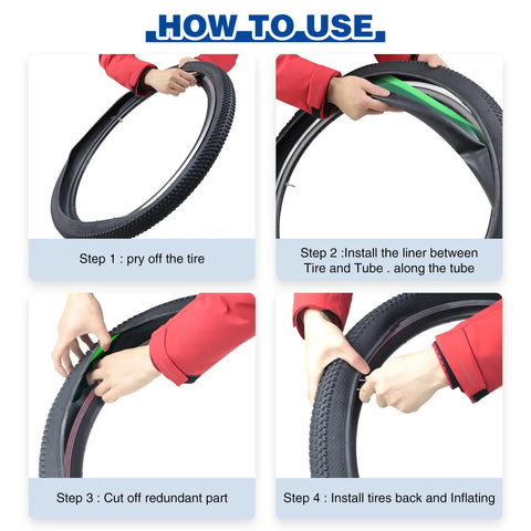Steps on using 2 Pack Fat Bike Tire Liners Puncture Protection No Flats Inner Tube Guard For 20 To 29 Inch MTB E Bike