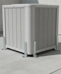 Outdoor AC unit mounted with Beefy Four Piece Heavy Duty Galvanized L Shaped Condenser Brackets With Screws for secure installation.