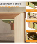 Rock Solid Built Like A Tank Zinc Plated Heavy Duty Four Piece Set Of Ninety Degree Self Locking Folding Hinges For Table Legs close-up on hinge installation.