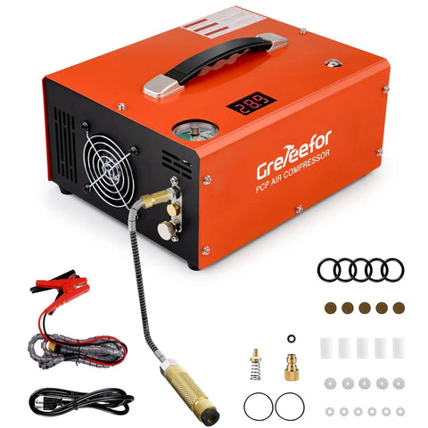 Portable PCP Air Compressor 4500Psi 350W Oil Free Fast Fill Pump With Auto Shut Off Dual Power 12V DC And 110V AC For Paintball Air Rifle And HPA Tanks Safe And Reliable High Performance Gear