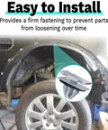 Close-up of fender trim clips installed on Jeep Grand Cherokee wheel well, showing 20 Pcs Fender Trim Clips For Jeep Grand Cherokee Rocker Panel Molding And Door Trim Fasteners Bumper Trim Clips Automotive Body Parts And Trim Durable Fitment Easy Install.