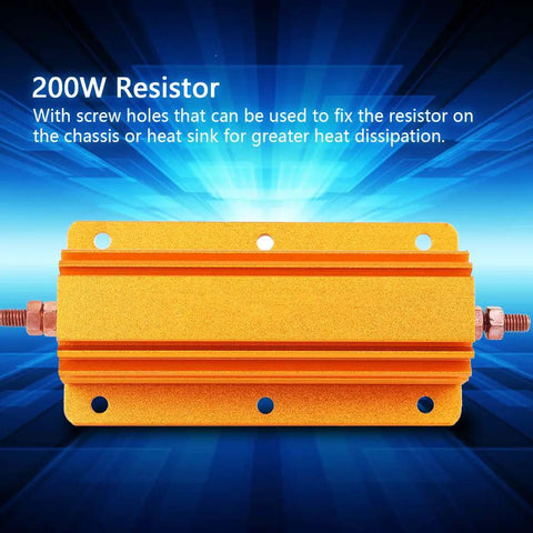 Heavy Duty 200W Resistor With Aluminum Housing 4 Ohm Rating Rock Solid Industrial Grade Part Built To Last For Power Supplies, Sensors, Elevators, Stage Audio And Other High Demand Equipment, mounted with screw holes