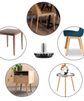 Heavy Duty 5/16-18 Threaded Furniture Leveling Feet Screw In Adjustable Table Chair Levelers Glides For Chairs Tables Cabinets Patio Furniture 8 Pack Bundle shown with furniture examples.