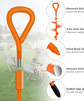 30 Inch Ground Anchor Set Heavy Duty Earth Anchors Screw In Kit With T Handle Hex Wrench for outdoor use, orange
