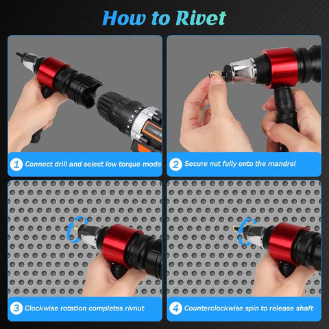 Upgrade Your Tool Kit With This Rock Solid Rivet Nut Gun Adapter For Fast And Easy Drill Installation That Saves Time, Fits Standard 1/4 Inch Drills And Works Like A Charm On Any DIY Project. How-to guide showing drill attachment use