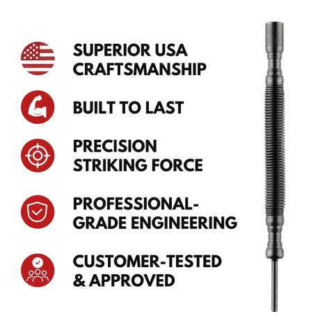 No Sweat Door Hinge Pin Remover And Install Set with heavy-duty steel spring punch showcasing precision craftsmanship.