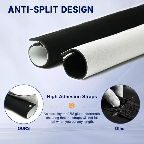 10 Foot Neoprene Cable Sleeve With Hook And Loop Fastening Cuttable 1.5 Inch Diameter Reversible Cord Protector black and white design