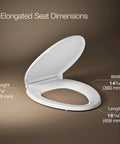 Glenbury ReadyLatch Quiet Close Elongated Toilet Seat dimensions shown with width and length measurements