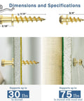 Dimensions and installation of Heavy Duty Hanging Screws For Picture Hangers 4 In 1 D Rings Sawtooth Wire And Keyhole Mounts Gold Finish