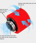 Red 38mm air filter for VM22 Racing Performance Carburetor For Predator 212cc And 196cc Clone Engines with labeled features