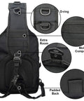 Back view of Rugged Tactical Sling Bag Pack Waterproof Rucksack For Travel Hiking Camping Trekking Exploring Fishing Hunting
