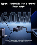 Wireless USB C Transmitter And HDMI Receiver for 1080P 60Hz Video from laptop showing connection with charger