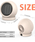 Compact PTC Ceramic Space Heater Portable Electric Desk Heater for Home Office Bedroom Fast Heat in Just 3 Seconds, light brown