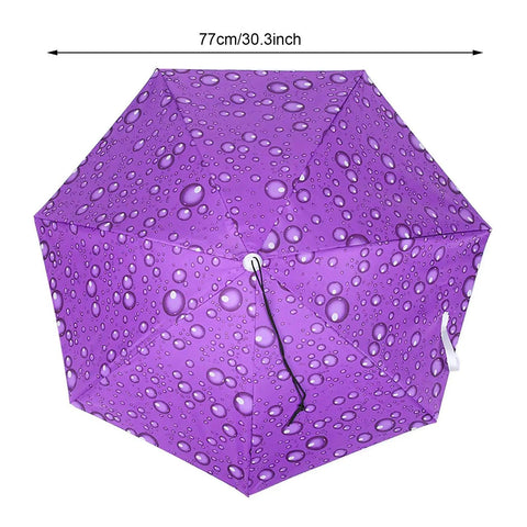 Raindrops Purple Umbrella Hat With Adjustable Fit For Outdoor Vibes, Sun Protection Cap For Camping, Hiking, Gardening, And Beach Days With 77cm Coverage