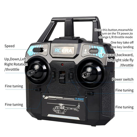 Controller for C186 Remote Control Helicopter For Adults 14 Plus Beginners To Pros, Single Rotor Aileronless BO 105 Style