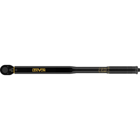 Half-Inch Drive Click Torque Wrench With 25-250 Ft-Lb Range And 33.9-338.9 Nm, Pre-Calibrated To Four Percent Accuracy, Heavy-Duty Chrome Vanadium