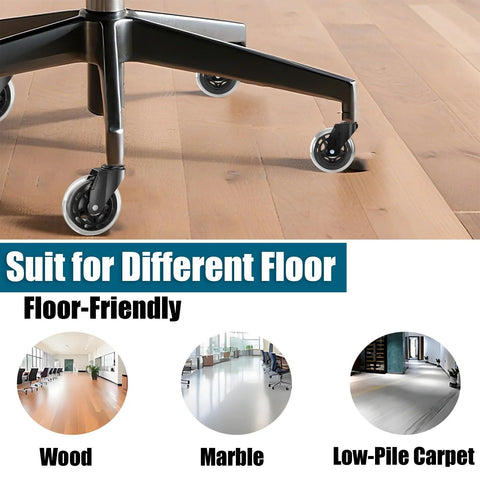 3 Inch Rubber Chair Casters Replacement Set Of 5 With Universal 11mm Stem For Most Office Chairs Gaming Chairs Computer Chairs And Desk Chairs Heavy Duty Wheels For Hardwood Floors And Carpet installed on chair
