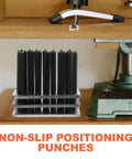 28 Piece Cylindrical Steel Punch Set With Positioning Punches for machine tool maintenance and DIY tasks, shown on shelf.