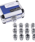 12 Piece ER 20 Collet Set With Sizes From 1/16 Inch To 1/2 Inch In A Tough Aluminum Box, Precision Machining For Tight Grips