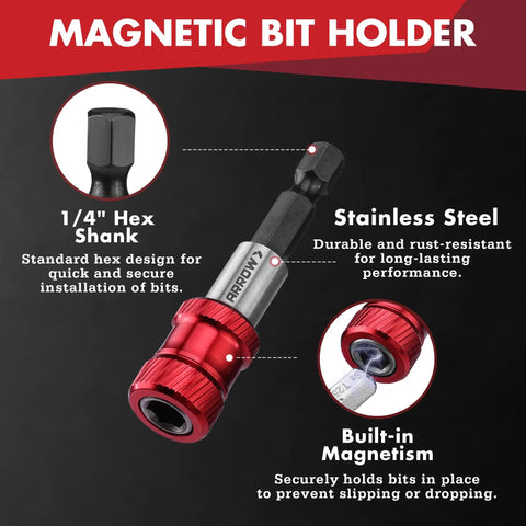 59 Piece Quarter Inch Screwdriver Bit Set With S2 Steel Color Coded Bits Magnetic Bit Holder And Storage Case detail view