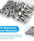 10 Sets 5/16-18 By 1 Inch Flanged Hex Bolts Kit With 5/16-18 Nuts Flat Washers And Spring Lock Washers In 304 Stainless Steel 18-8