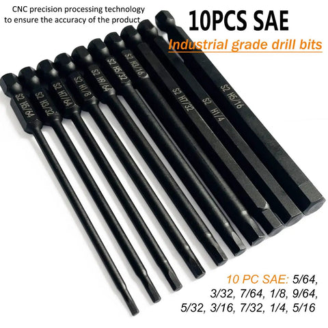 Metric Hex Shank Drill Bit Set With Magnetic Tips, 10-Piece Dope S2 Alloy Steel Bits For Drilling And Fastening, 4 Inch Length, Industrial-Grade Durability, Compatible With Most Drills And Impact Wrenches, Precision Ready