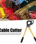 LK 760L Heavy Duty Manual Cable Cutter With Ergonomic Plastic Handle For Aluminum Cables And Stranded Wires 500mm² Capacity Steel Blade Ratchet Mechanism Perfect For Electrical Work And DIY Projects beside various colored cables.