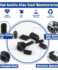 1000 Piece Set Screw Assortment Kit With Metric And SAE Internal Hex Drive Cup Point Grub Screws 12 9 Grade Alloy Steel M3 To M8 And One Eighth To Five Sixteenth Inch Sizes Cup Point Fasteners For Secure Slippage Resistant Installations