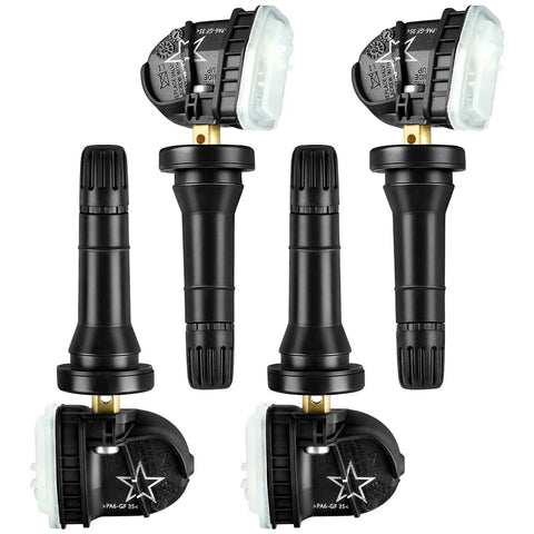TPMS Sensor Replacement 4 Pack 315MHz For Chevy Silverado 2007-2016 Express 1500 2500 3500 2008-2022, GMC Sierra And Terrain 2007-2016, Buick Saab Spark Tahoe Suburban Traverse 2007-2020, 13598771 13586335, four black sensors